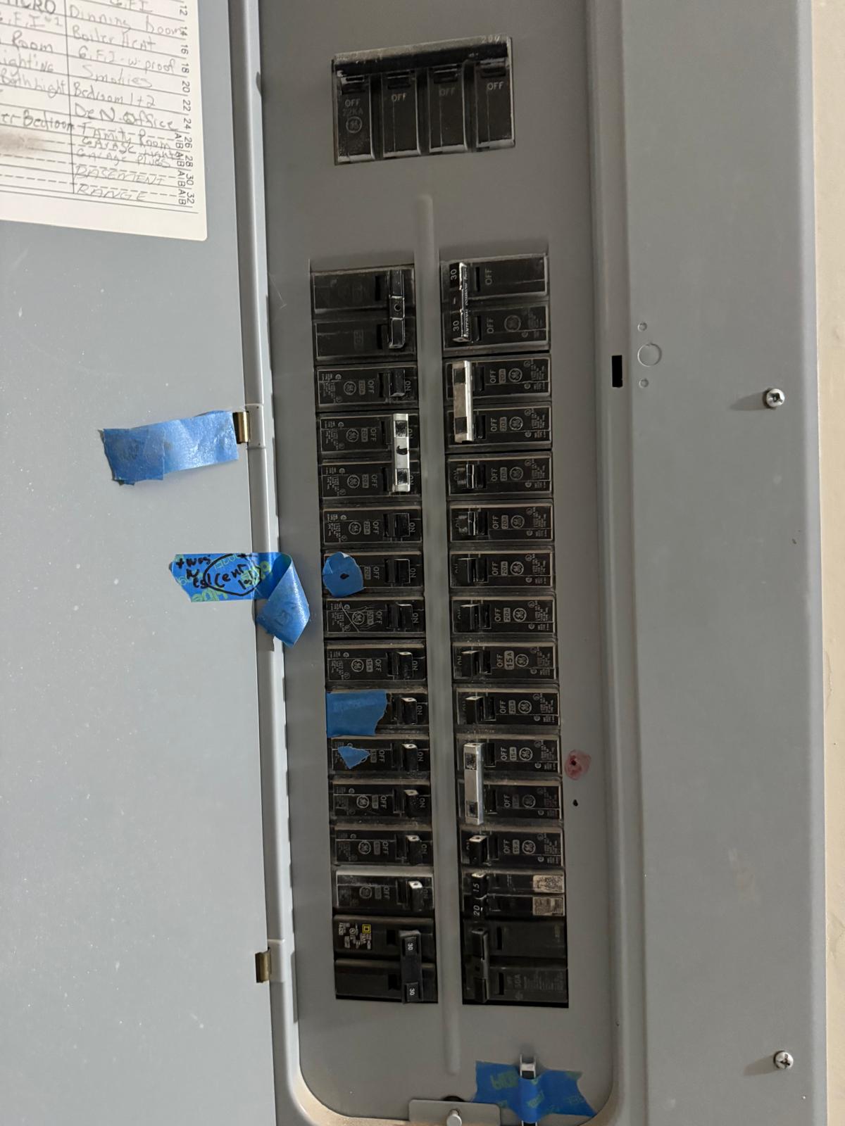 Labelled breaker panel left tidy after fixture circuits were traced — electrical repair service in Denver